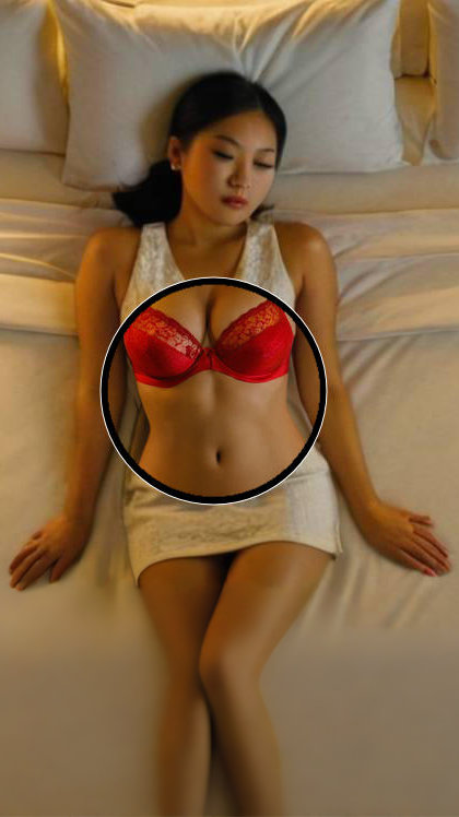 Virtually Undressed Woman on Bed